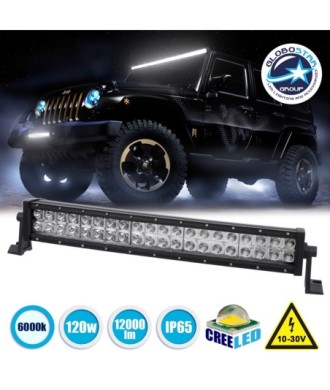 GloboStar® 85470 PRO Series Μπάρα Καμπυλωτή - Curved για Αυτοκίνητα & Φορτηγά LED CREE XBD 120W 12000lm DC 10-30V Αδιάβροχη IP65 Ψυχρό Λευκό 6000K